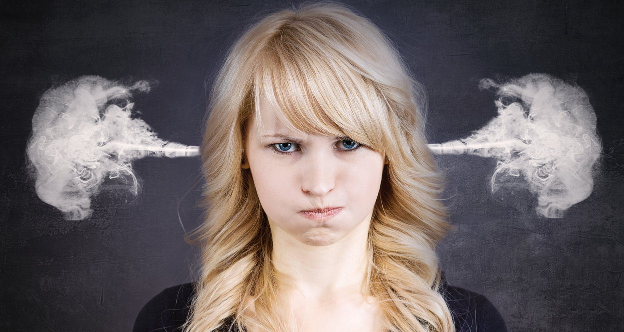 College Apps? Holiday Stress? How to Avoid the Crash angry young blonde woman w/ smoke coming out of her ears.