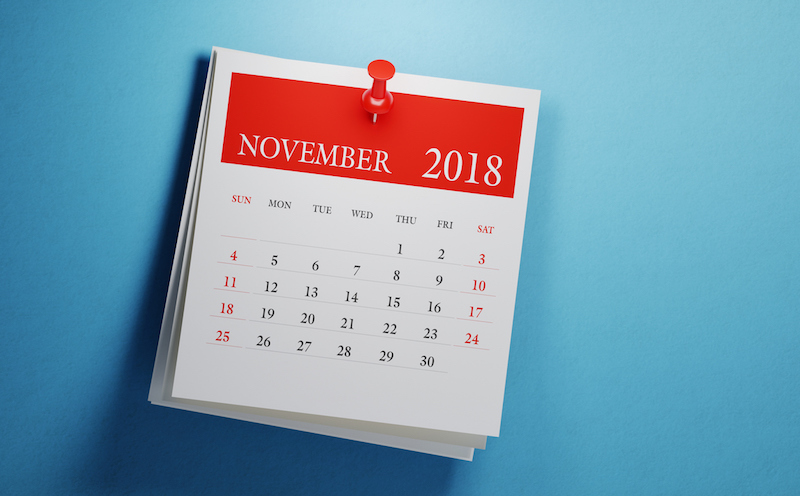 How to Know if Early Decision Works for You calendar showing November 2018